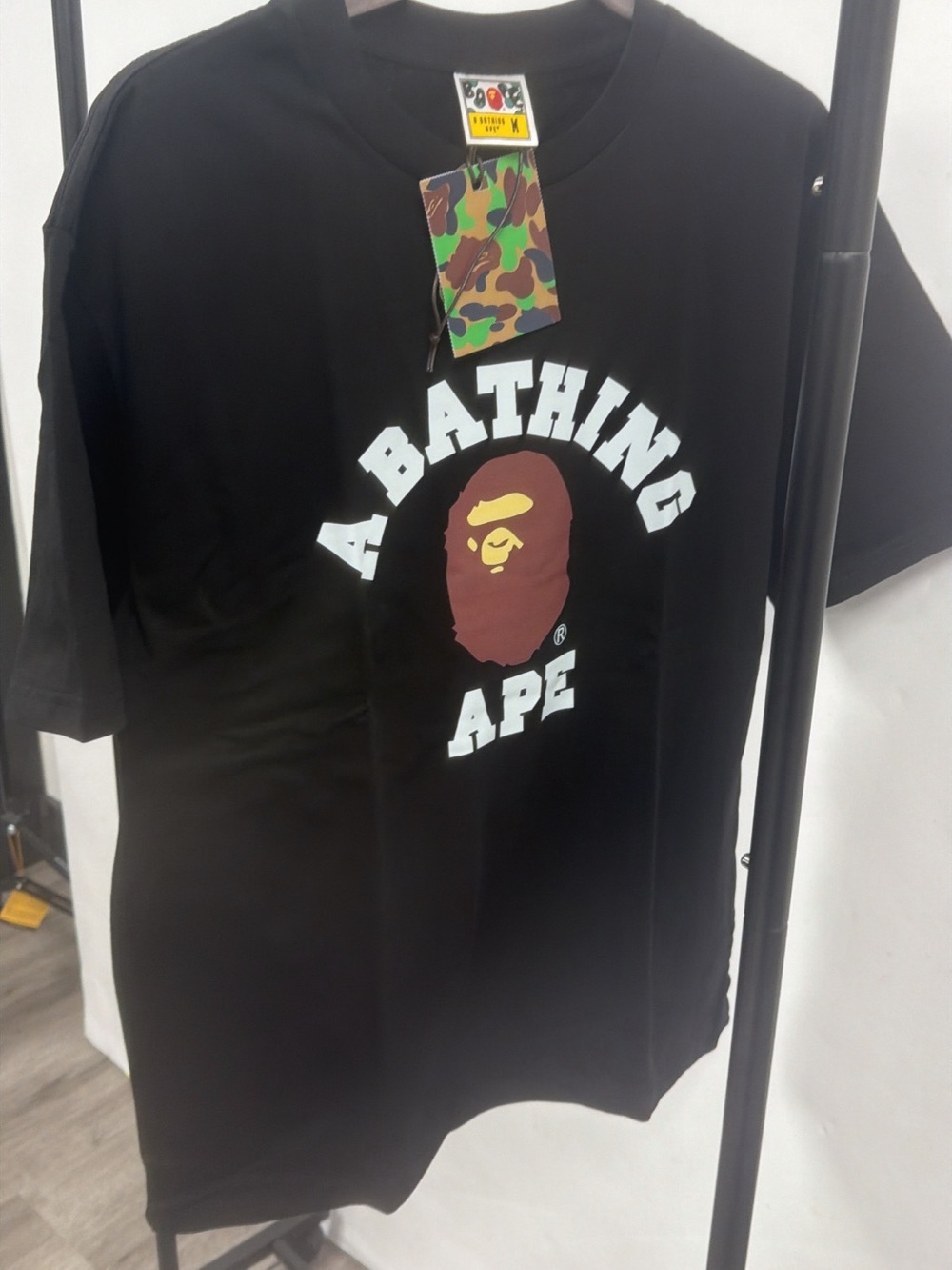 Bape Black Short-Sleeve Logo Tee with Brown Ape Motif